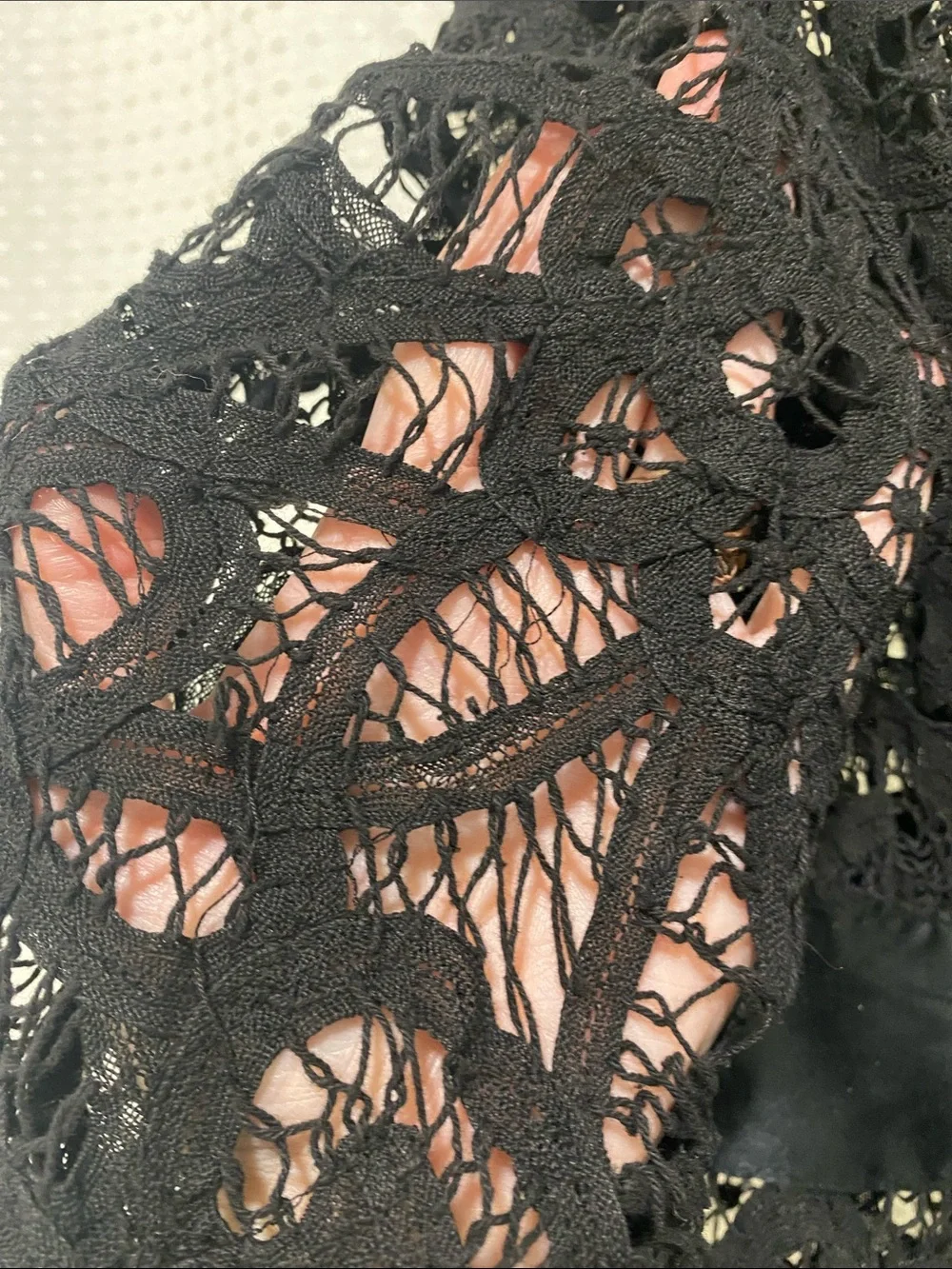 Vintage Betsey Johnson New York Black Lace Long Sleeve Bow-Waist Top - Picture 6 of 15